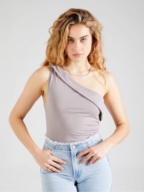 Abercrombie & Fitch One-Shoulder Bodysuit in Gray